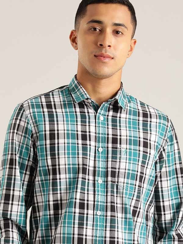 Indian Terrain Men Checkered Green Shirt